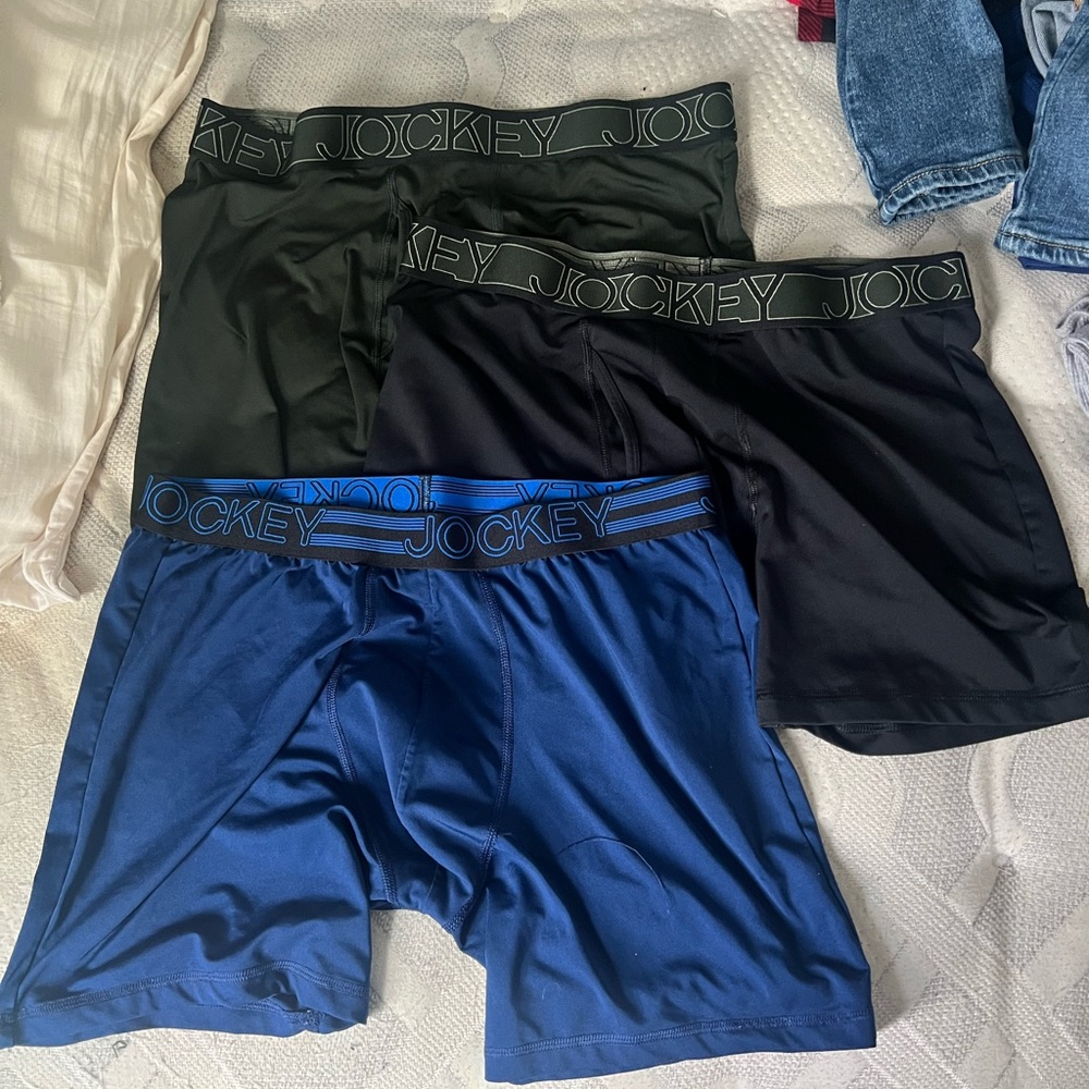 Green, blue, and black jockey boxerbriefs size large